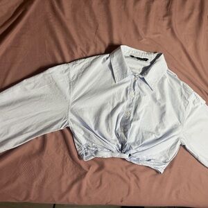 Zara Light Blue Striped Shirt